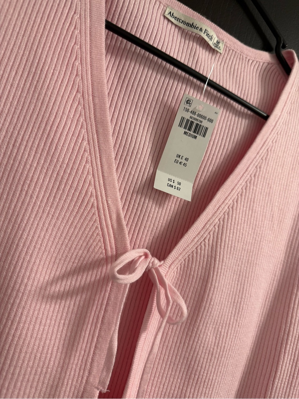 Abercrombie & Fitch Pink Ribbed Tie-Front Vest - Picture 2 of 3